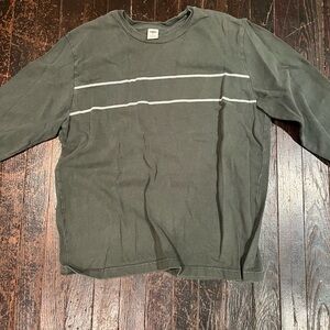 Green Long Sleeve Shirt with White Stripes